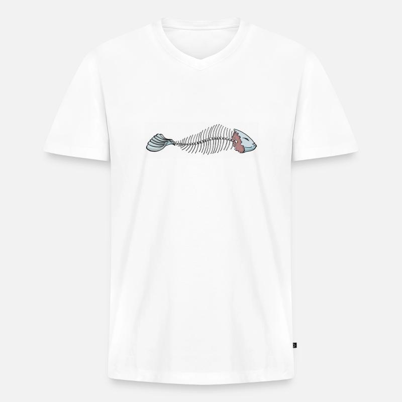 Fisch - Männer Premium Bio T-Shirt mit V-Ausschnitt - Weiß