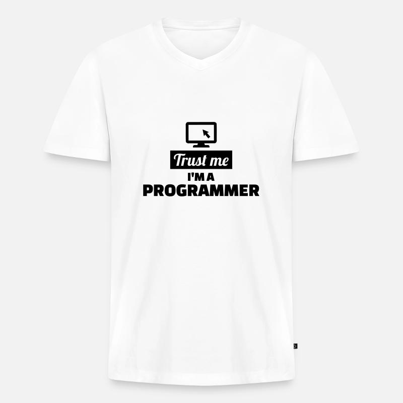 Programmierer - Männer Premium Bio T-Shirt mit V-Ausschnitt - Weiß