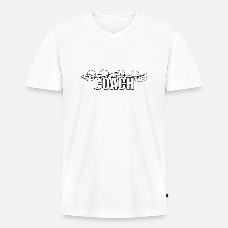 Trainer - Männer Premium Bio T-Shirt mit V-Ausschnitt - Weiß