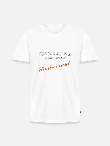 Bratworscht - Männer Premium Bio T-Shirt mit V-Ausschnitt - Weiß