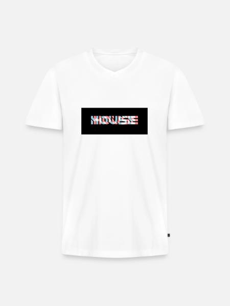 3D Effect House Logo - Men's Premium Organic T-shirt with V-neck - white