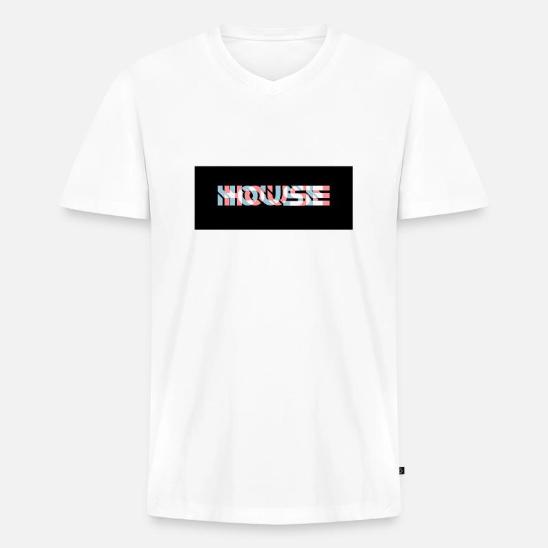 3D Effekt House Logo - Männer Premium Bio T-Shirt mit V-Ausschnitt - Weiß