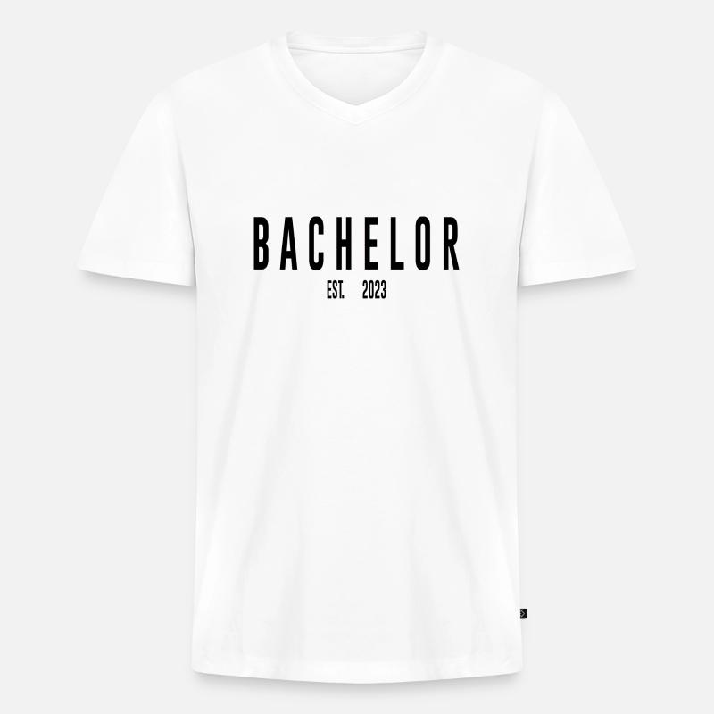 Bachelor 2023 Studium Geschenk - Männer Premium Bio T-Shirt mit V-Ausschnitt - Weiß