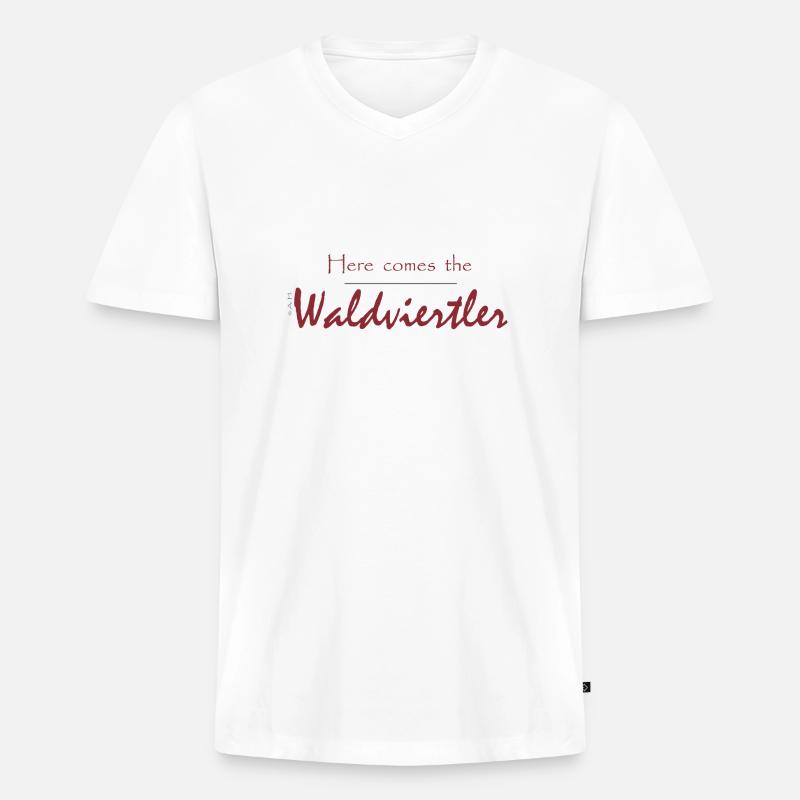 Waldviertler 17 - Männer Premium Bio T-Shirt mit V-Ausschnitt - Weiß