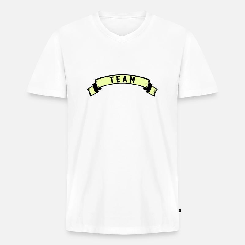 team - Männer Premium Bio T-Shirt mit V-Ausschnitt - Weiß