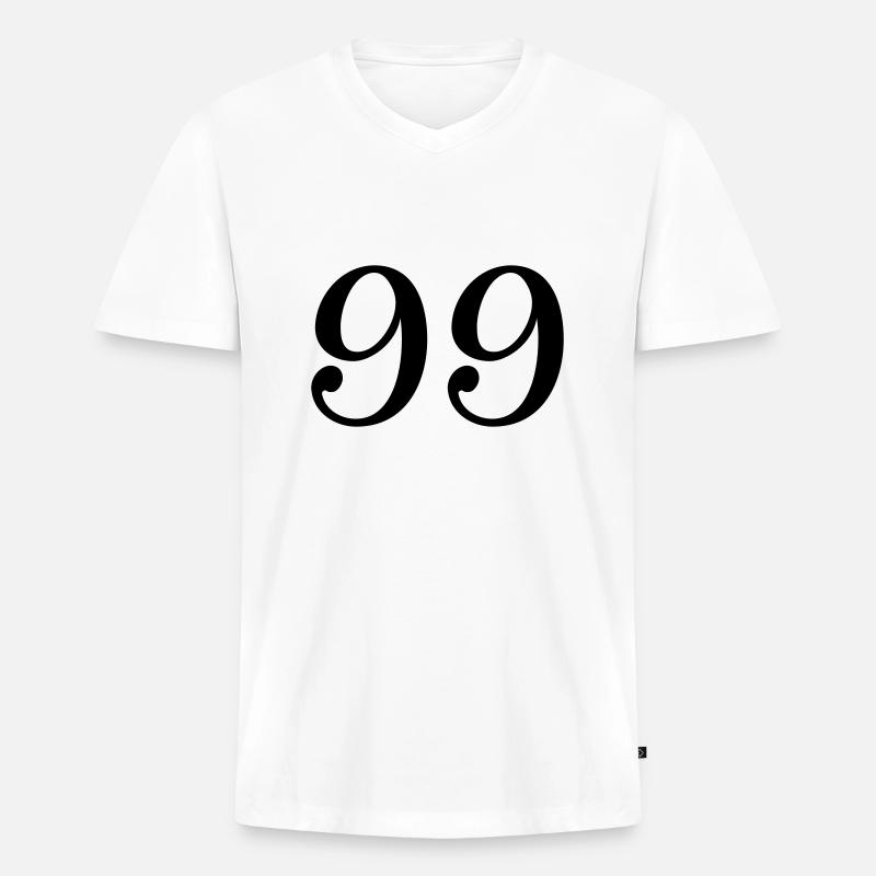 99 - Männer Premium Bio T-Shirt mit V-Ausschnitt - Weiß