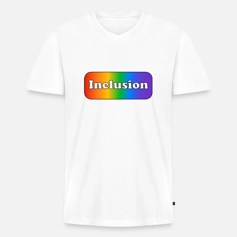Inklusion Regenbogen - Männer Premium Bio T-Shirt mit V-Ausschnitt - Weiß