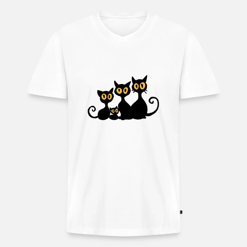 Schwarze Katzen - Männer Premium Bio T-Shirt mit V-Ausschnitt - Weiß