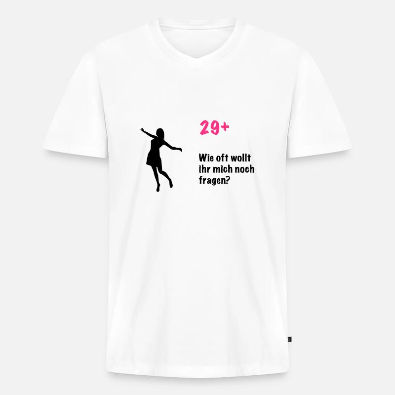 29plus - Männer Premium Bio T-Shirt mit V-Ausschnitt - Weiß