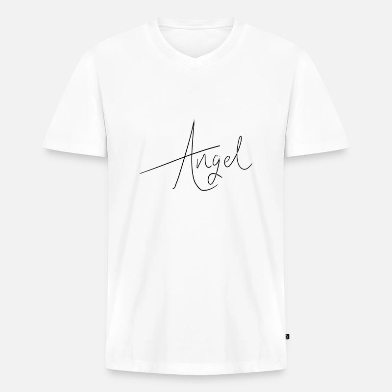 engel - Männer Premium Bio T-Shirt mit V-Ausschnitt - Weiß