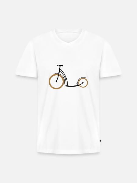 Tretroller zweifarbig - Männer Premium Bio T-Shirt mit V-Ausschnitt - Weiß