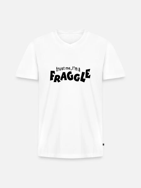 Fraggle - Premium økologisk T-shirt med V-hals til mænd - hvid
