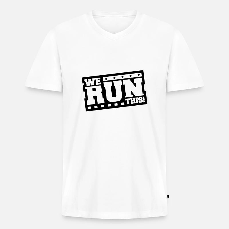 we_run_this_ft1 - Männer Premium Bio T-Shirt mit V-Ausschnitt - Weiß