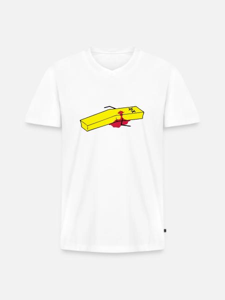 Pommes - Männer Premium Bio T-Shirt mit V-Ausschnitt - Weiß