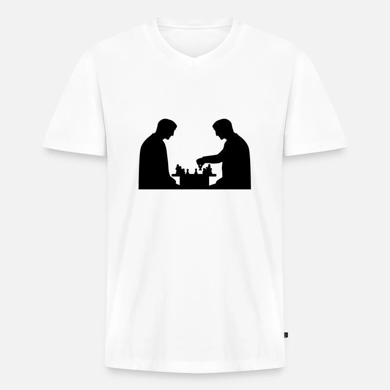 Schach - Männer Premium Bio T-Shirt mit V-Ausschnitt - Weiß