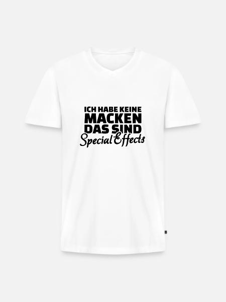 Macken - Männer Premium Bio T-Shirt mit V-Ausschnitt - Weiß