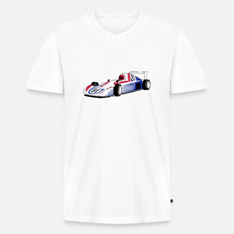 Rennauto - - Männer Premium Bio T-Shirt mit V-Ausschnitt - Weiß