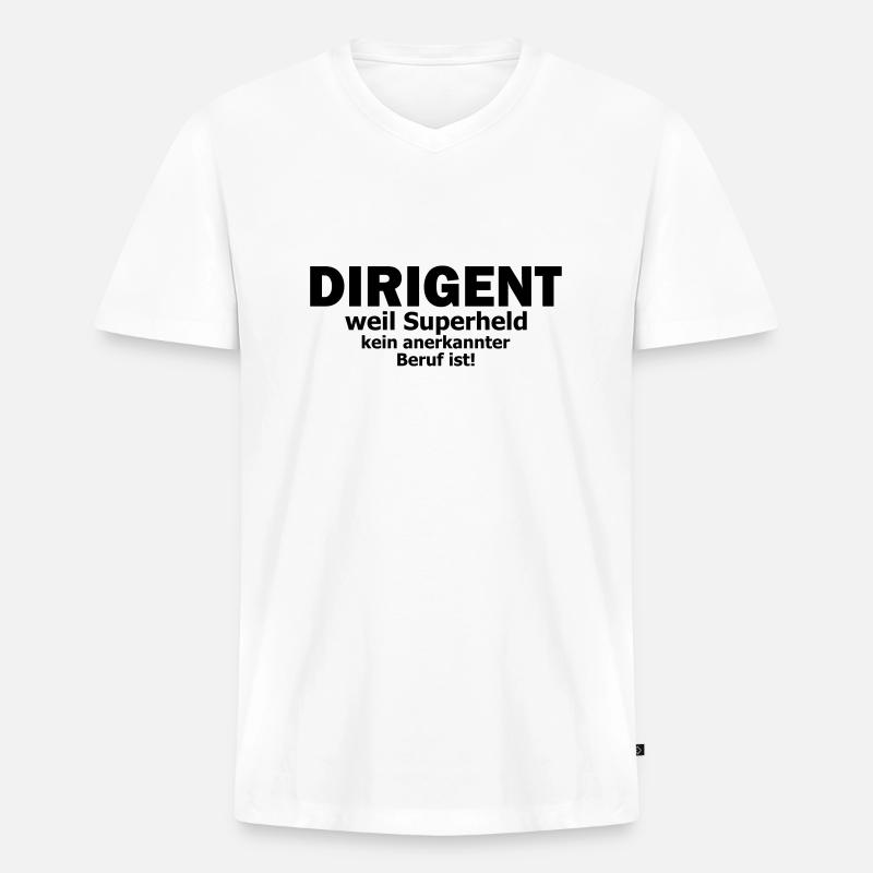 dirigent - Männer Premium Bio T-Shirt mit V-Ausschnitt - Weiß