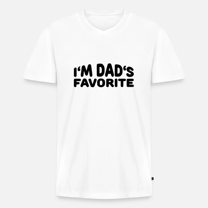 I'm Dad's Favorite - Männer Premium Bio T-Shirt mit V-Ausschnitt - Weiß