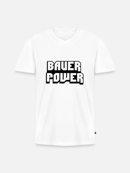 bauer power - Männer Premium Bio T-Shirt mit V-Ausschnitt - Weiß