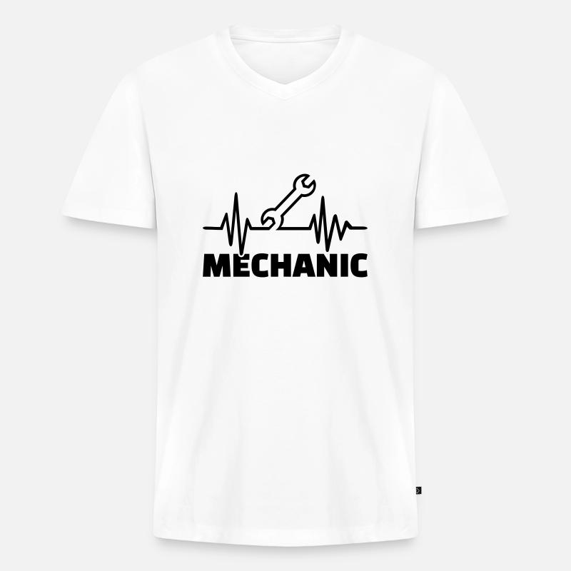 Mechaniker - Männer Premium Bio T-Shirt mit V-Ausschnitt - Weiß