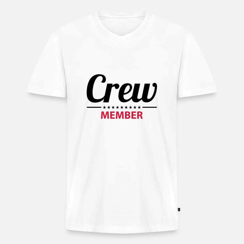 crew member - Männer Premium Bio T-Shirt mit V-Ausschnitt - Weiß