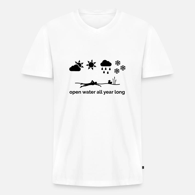 Open water all year long - Männer Premium Bio T-Shirt mit V-Ausschnitt - Weiß