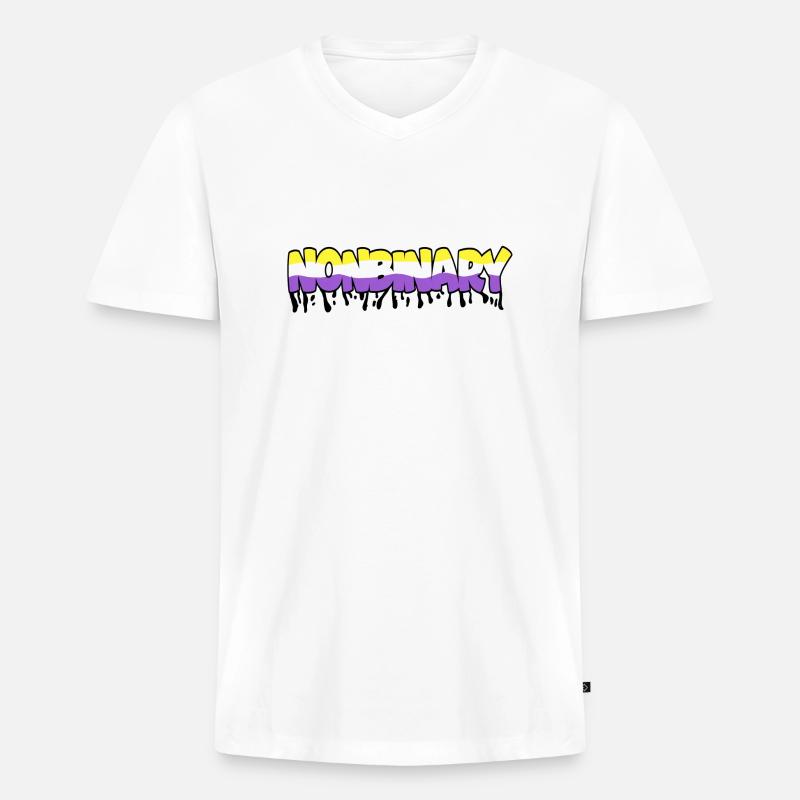 Nonbinary - Männer Premium Bio T-Shirt mit V-Ausschnitt - Weiß