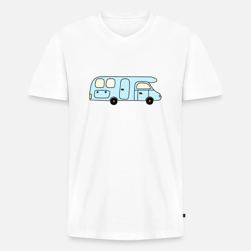 Camper hellblau - Männer Premium Bio T-Shirt mit V-Ausschnitt - Weiß