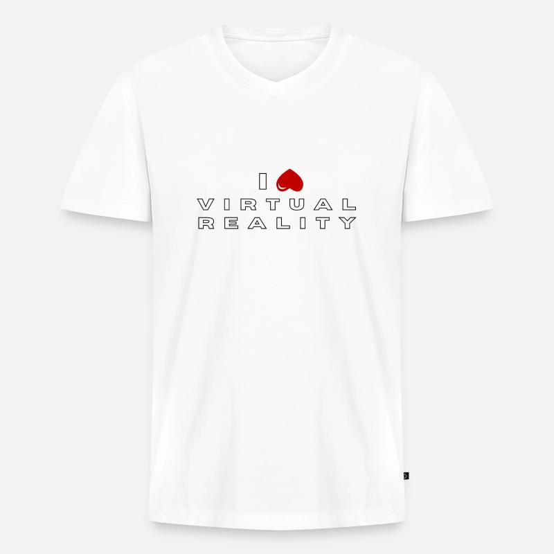 Ich hasse Virtual Reality - Männer Premium Bio T-Shirt mit V-Ausschnitt - Weiß