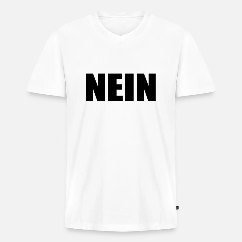 NEIN - Männer Premium Bio T-Shirt mit V-Ausschnitt - Weiß