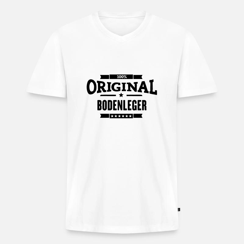 Original Bodenleger - Männer Premium Bio T-Shirt mit V-Ausschnitt - Weiß