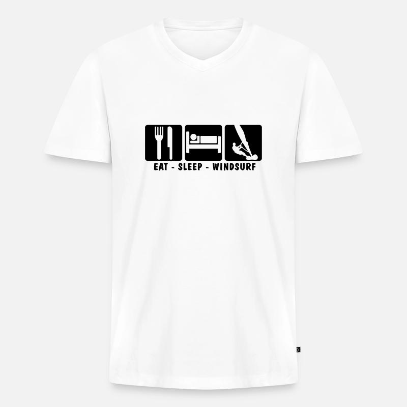 EAT SLEEP WINDSURF 3 - Männer Premium Bio T-Shirt mit V-Ausschnitt - Weiß