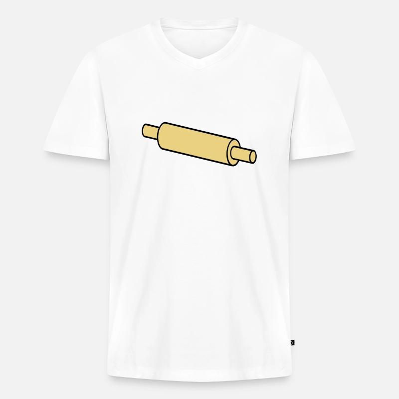 Nudelholz - Männer Premium Bio T-Shirt mit V-Ausschnitt - Weiß