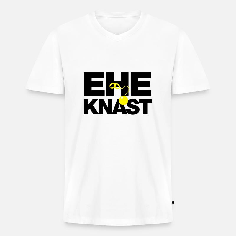 Ehe Knast - Männer Premium Bio T-Shirt mit V-Ausschnitt - Weiß