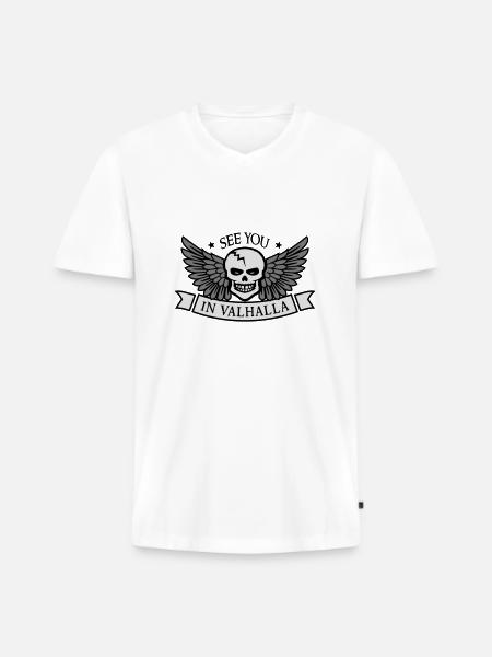 valhalla - Männer Premium Bio T-Shirt mit V-Ausschnitt - Weiß
