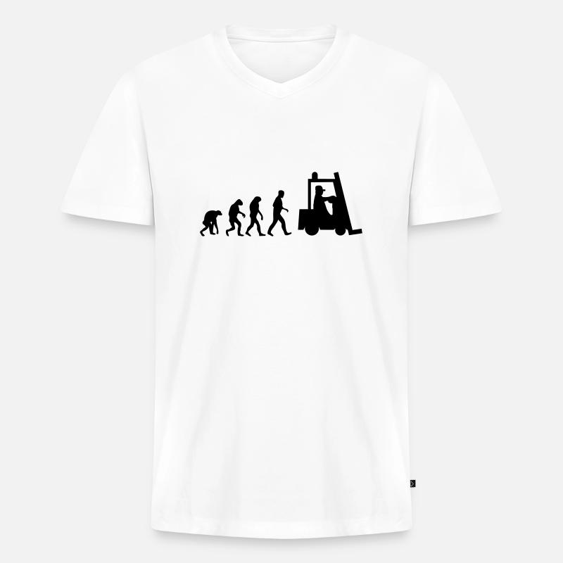 stapler evolution - Männer Premium Bio T-Shirt mit V-Ausschnitt - Weiß