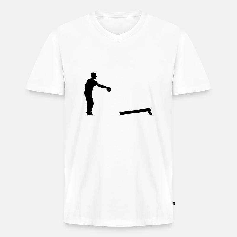 Cornhole - Männer Premium Bio T-Shirt mit V-Ausschnitt - Weiß