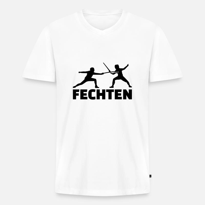 Fechten - Männer Premium Bio T-Shirt mit V-Ausschnitt - Weiß