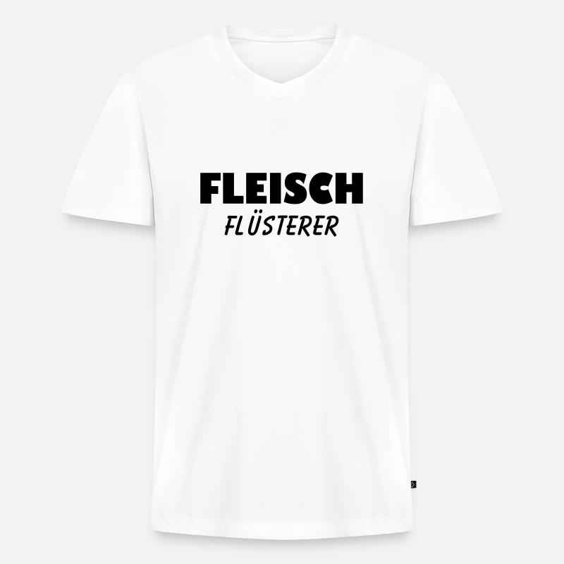 Fleisch Flüsterer - Männer Premium Bio T-Shirt mit V-Ausschnitt - Weiß
