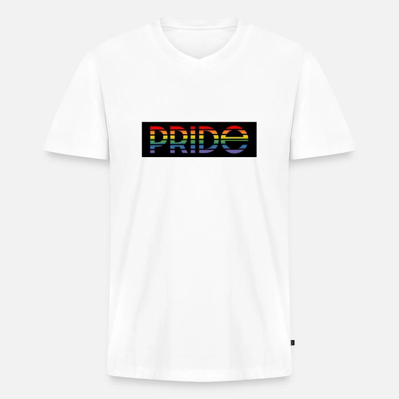Pride rainbow black background - Männer Premium Bio T-Shirt mit V-Ausschnitt - Weiß