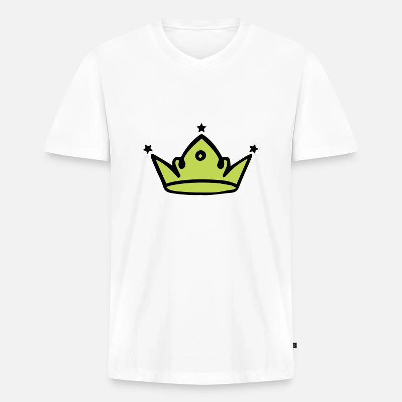 krone 01 - Männer Premium Bio T-Shirt mit V-Ausschnitt - Weiß