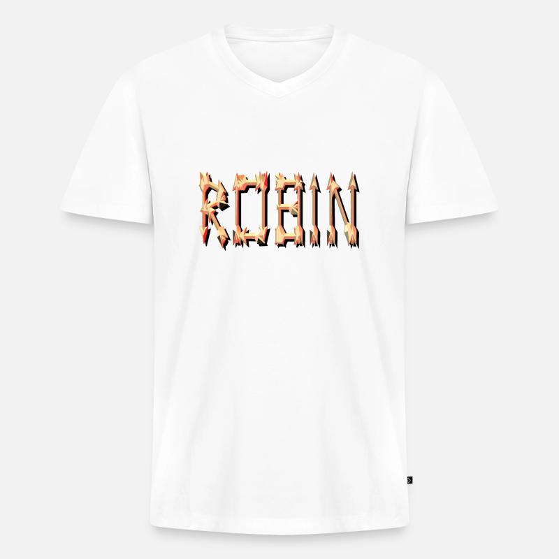 robin2 - Männer Premium Bio T-Shirt mit V-Ausschnitt - Weiß