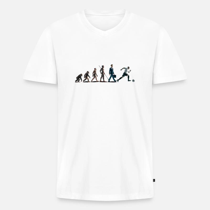 Evolution Fussball Zeichenfläche 1 - Männer Premium Bio T-Shirt mit V-Ausschnitt - Weiß
