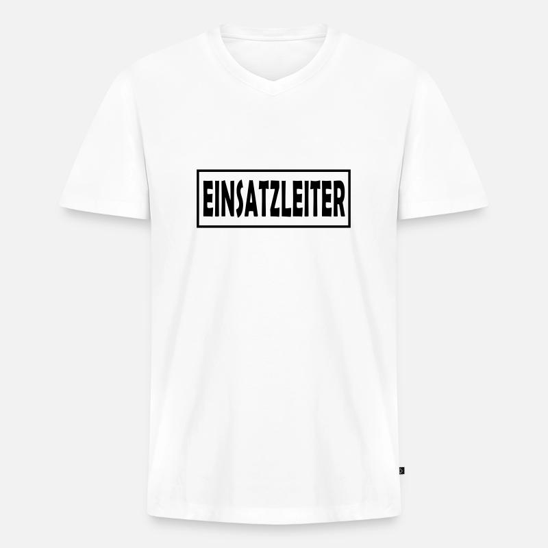 Einsatzleiter 01 - einfarb - Männer Premium Bio T-Shirt mit V-Ausschnitt - Weiß