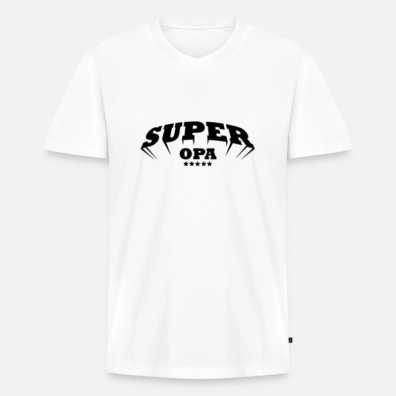 super opa - Männer Premium Bio T-Shirt mit V-Ausschnitt - Weiß