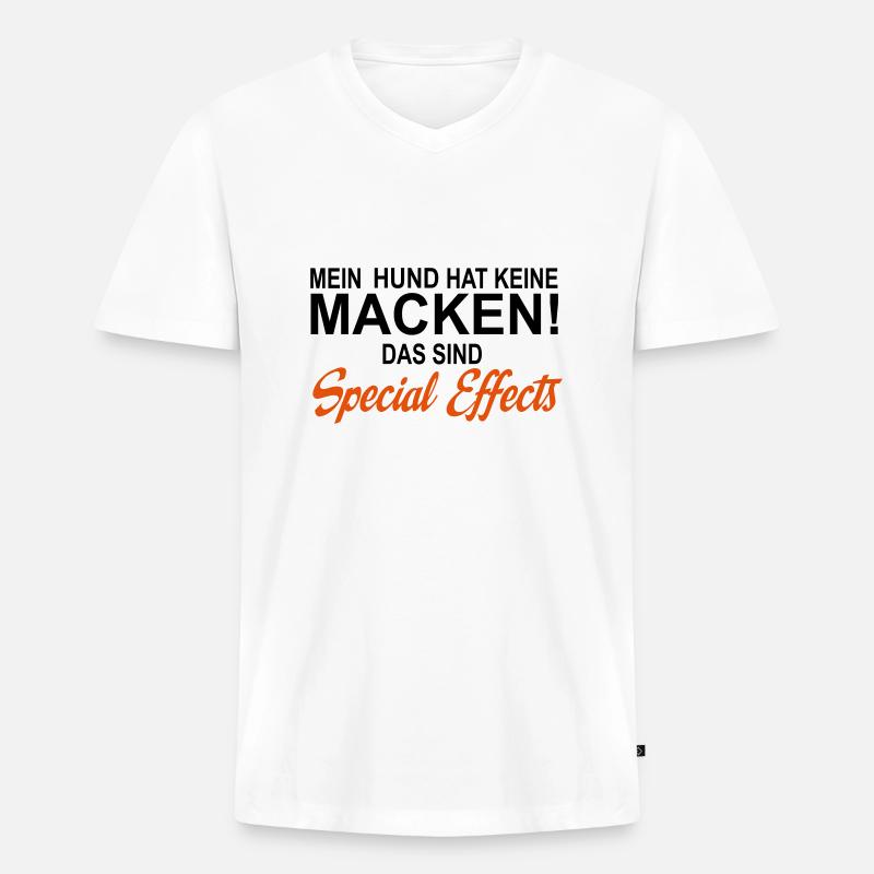 Hund - Männer Premium Bio T-Shirt mit V-Ausschnitt - Weiß