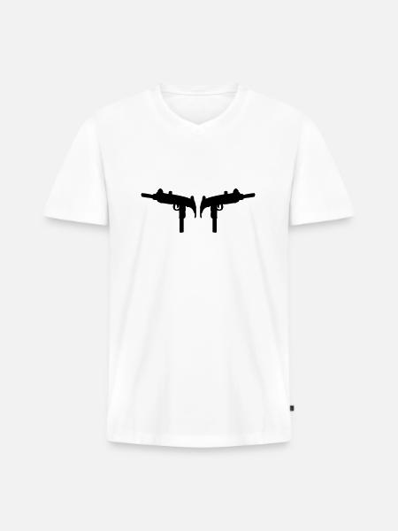 Uzi Maschinenpistole - Männer Premium Bio T-Shirt mit V-Ausschnitt - Weiß