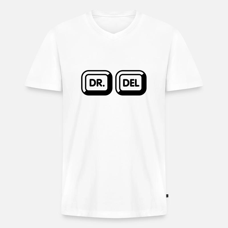 Doktor delete | 1c - Männer Premium Bio T-Shirt mit V-Ausschnitt - Weiß