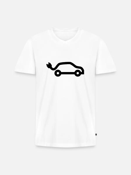 E-Car - Männer Premium Bio T-Shirt mit V-Ausschnitt - Weiß